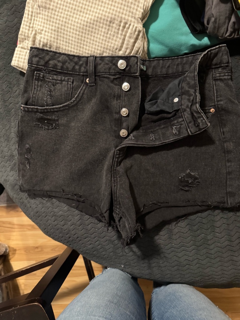 wild fable Black Distressed High-Rise Jean Shorts
